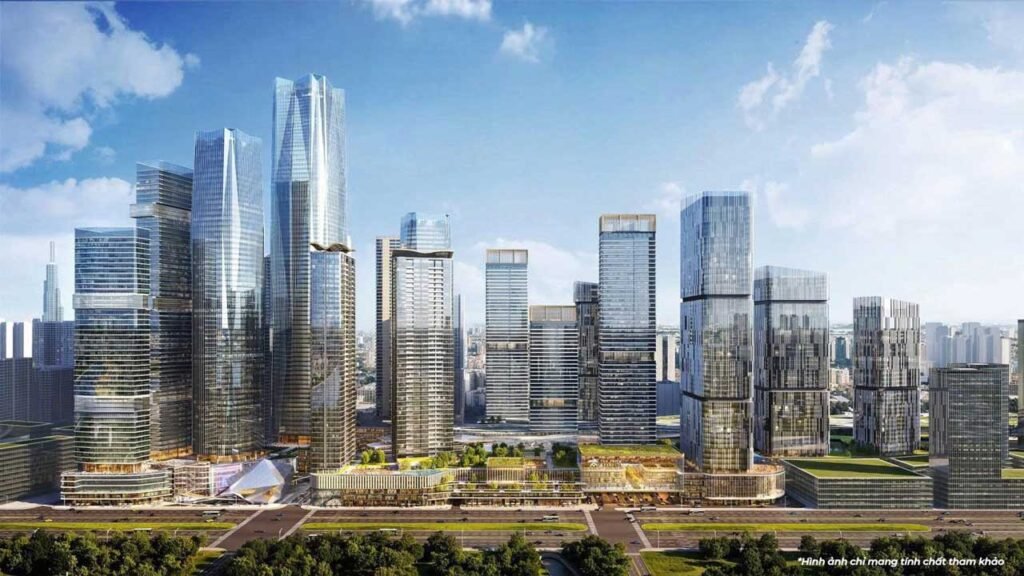 Phối cảnh các toà tháp căn hộ The Megapolis của Sonkim Land và nhà Thủ Thiêm