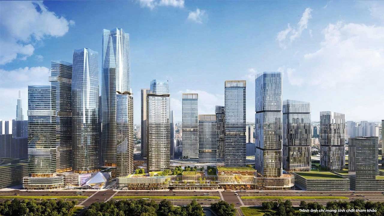 Phối cảnh các toà tháp căn hộ The Megapolis của Sonkim Land và nhà Thủ Thiêm