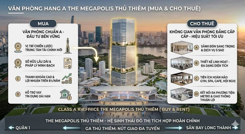 AI tạo ảnh văn phòng hạng A The Megapolis mua và cho thuê
