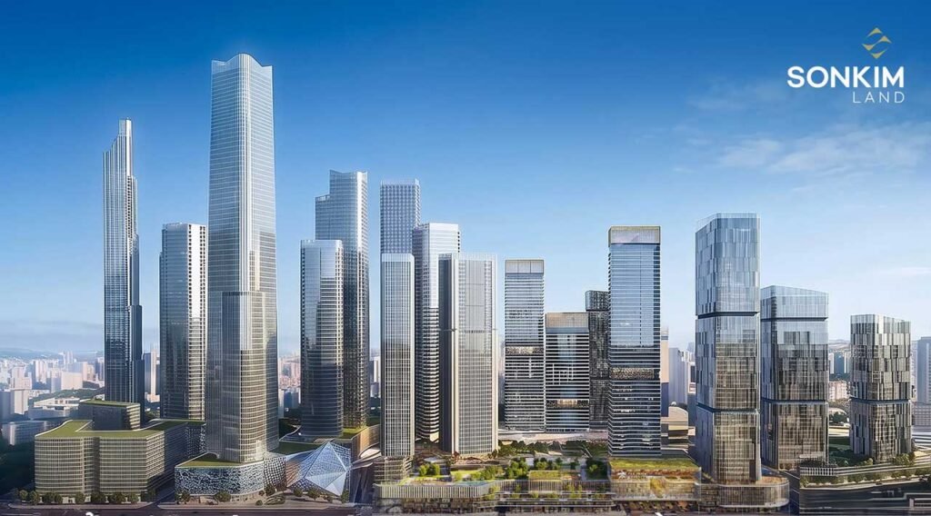 Hình minh hoạ các toà tháp văn phòng The Megapolis Thủ Thiêm của Sonkim Land