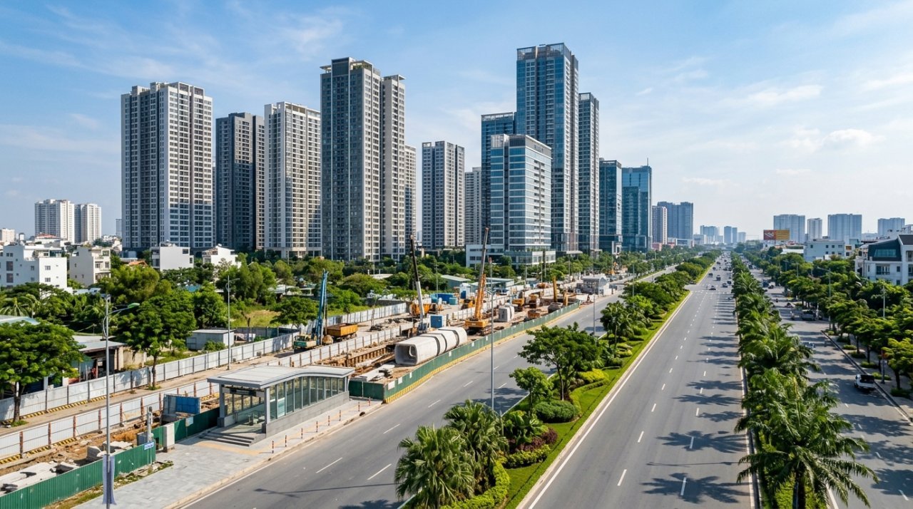 Đại lộ Mai Chí Thọ — trục hạ tầng nơi tuyến Metro số 2 Bến Thành - Thủ Thiêm đi qua, gần The Megapolis Thủ Thiêm