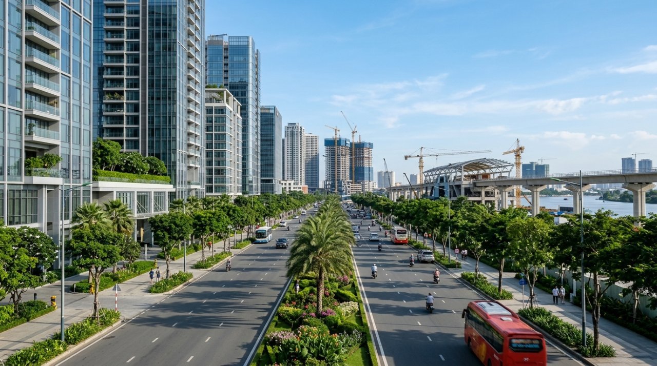 The Megapolis Thủ Thiêm trên đại lộ Mai Chí Thọ năm 2026