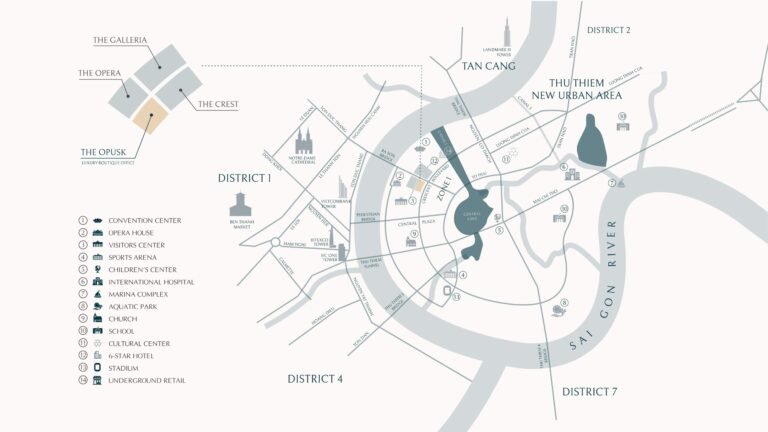 Vị trí văn phòng The OpusK Office tại The Metropole Thủ Thiêm