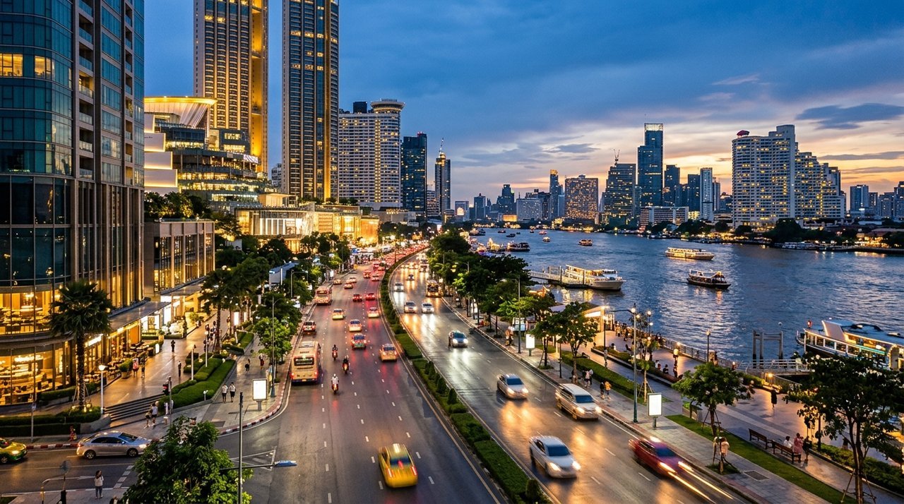Đại lộ Mai Chí Thọ khu đô thị mới Thủ Thiêm với các tòa văn phòng và căn hộ cao cấp