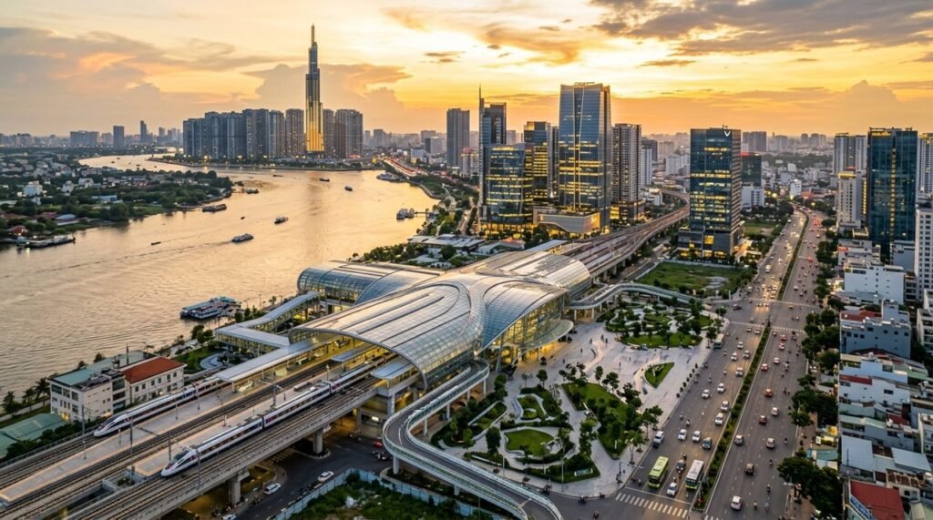 Ga Thủ Thiêm đầu mối đường sắt kết nối sân bay Long Thành