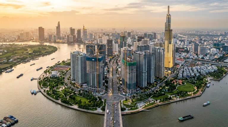 Toàn cảnh Khu đô thị mới Thủ Thiêm ven sông Sài Gòn, nơi Keppel thoái toàn bộ 40% vốn tại dự án Empire City