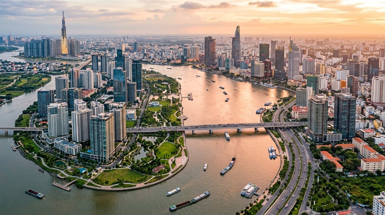 Đại lộ Mai Chí Thọ với các dự án căn hộ cao cấp tại Khu đô thị mới Thủ Thiêm TP.HCM