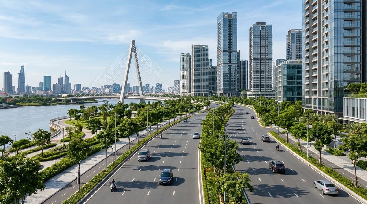 Đại lộ Mai Chí Thọ và metro số 2 Bến Thành - Thủ Thiêm kết nối ga Thủ Thiêm