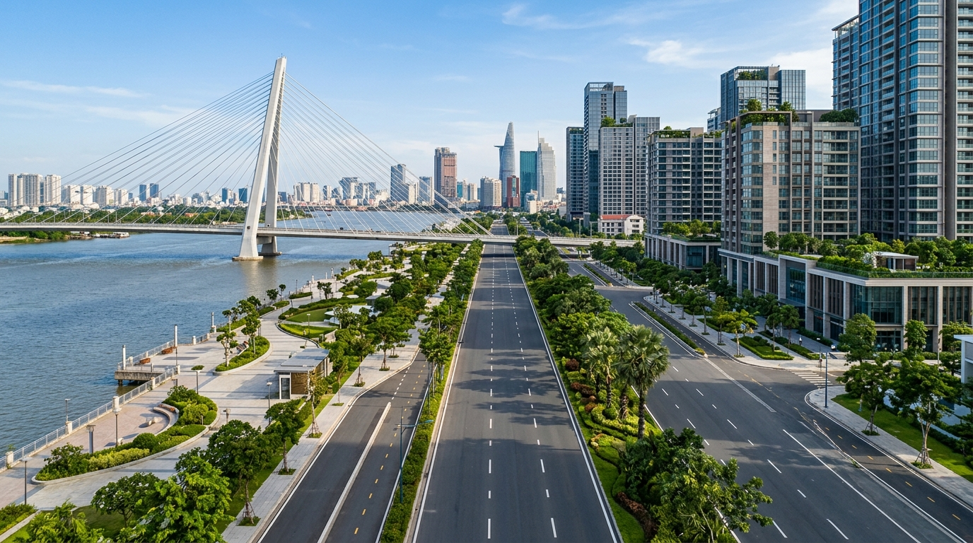 Đại lộ Mai Chí Thọ, trục giao thông chiến lược kết nối khu đô thị mới Thủ Thiêm với trung tâm TP.HCM