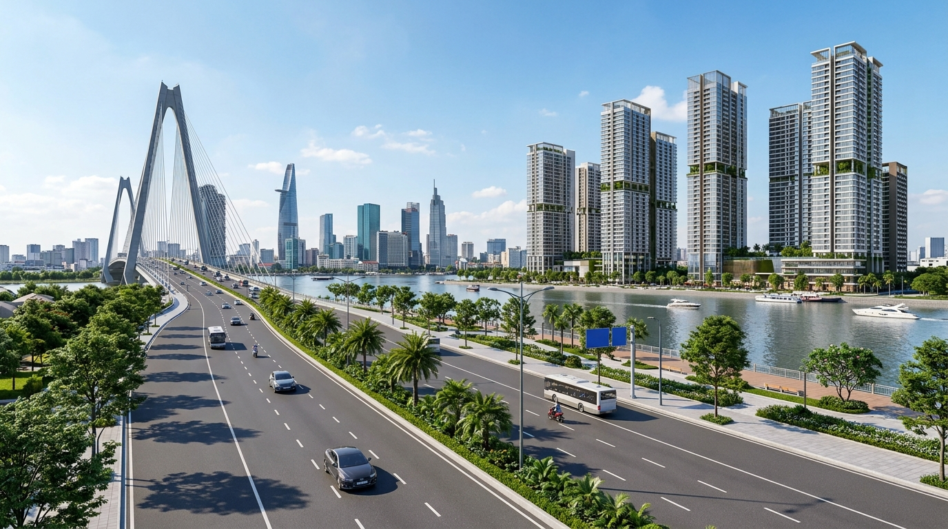 Đại lộ Mai Chí Thọ kết nối The Megapolis Thủ Thiêm với trung tâm TP.HCM